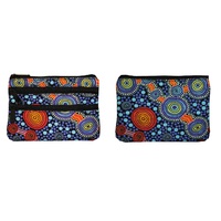 Hogarth Aboriginal Dot Art 3 Zip Cosmetic Purse - the Journey