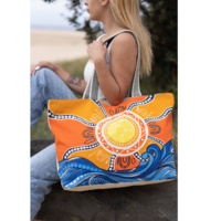 Diwana Dreaming Washed Cotton Canvas Shoulder/Sling Bag (50cmx38cm) - Source of Life Sunrise