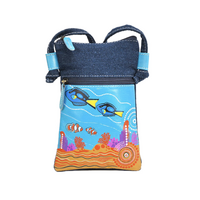Diwana Dreaming Genuine Leather/Denim Canvas "Hippie" Bag (13 X 19cm) - Blue Tang Serenade