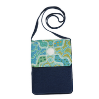 Nanda Girl Leather/Black Canvas XBody Sling/Shoulder Bag (28cm x 22cm) - Spring In The Murchison