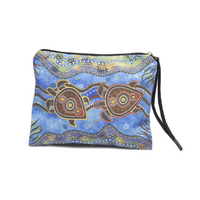 Muralappi Journey Recycled Cotton Canvas Utility Pouch (22cm x 17cm) - Path of the Sea Turtles