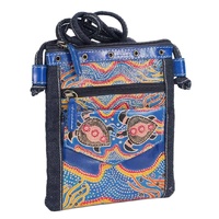 Sea Turtles [Denim] Genuine Leather/Denim Canvas "Hippie" Bag (17cmx20cm) - Muralappi Journey 