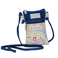 Beauty after Bruises - Muralappi Journey Genuine Leather/Denim Canvas "Hippie" Bag (13 X 19cm) 