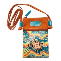Sea Turtles [Copper] Genuine Leather/Canvas "Hippie" Bag (13 X 19cm) - Muralappi Journey