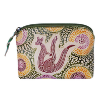 Muralappi Journey Genuine Leather Coin Purse (11CM X 7.5cm) - Kangaroos in Summer Flowers [colour: Black]