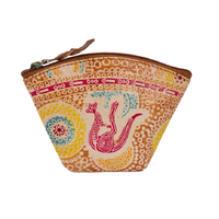 Muralappi Journey Genuine Leather Coin Purse (12cm x 8cm) - Kangaroo in Summer Flowers [colour: Red]