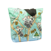 Yakinno Gunditjmarra Dreaming Cotton Canvas Shopping Bag (43cmx38cmx10cm) - 	Gunditjmara Koalas [Blue]
