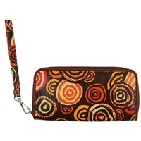 Jijaka Aboriginal Art Large Zipped Wallet and Cosmetic Bag 2pce Giftset- Riverstones