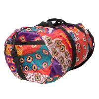 Warlukurlangu Aboriginal Art Fold Up Duffel Bag - Green Budgerigar Dreaming