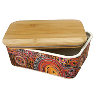 Utopia Aboriginal Art Bamboo Lunch Box - Awelye (Women's Ceremony)