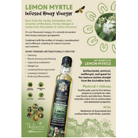 Lemon Myrtle infused Honey Vinegar [250ml] - Thiliarra Bush Organics