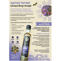 Native Thyme infused Honey Vinegar [250ml] - Thiliarra Bush Organics