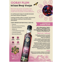 Ooray Plum infused Honey Vinegar [250ml] - Thiliarra Bush Organics