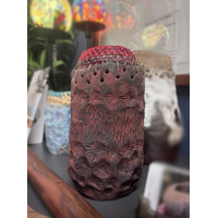 Aboriginal Art Handmade Vase [19cm x 10cm] with Raffia Weaving - Textured Pink