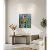 Original Aboriginal Art Painting Stretched Canvas (50cmx60cm) - Totems Of My Country with the Rainbow Serpent Colours