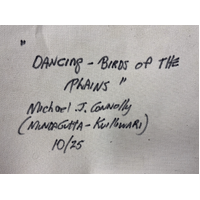 Unstretched Handpainted Aboriginal Art Canvas (27cm x 35cm) - Dancing Birds of the Plain