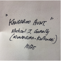 Unstretched Handpainted Aboriginal Art Canvas (27cm x 35cm) - Kangaroo Hunt