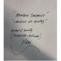 Unstretched Handpainted Aboriginal Art Canvas (46cm x 56cm) - Rainbow Serpent and Creation Story