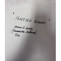 Unstretched Handpainted Aboriginal Art Canvas (46cm x 56cm) - Hunting Goannas