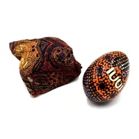 Better World Aboriginal Art Handmade Decorative Lacquered Egg & Stand + Giftbag - Two Sisters Travelling
