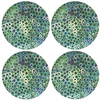 Utopia Aboriginal Art Bamboo Dinner Plate Set (4) - Soakage (Green)