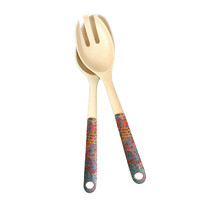 Utopia Aboriginal Art Bamboo Salad Servers - Bush Medicine
