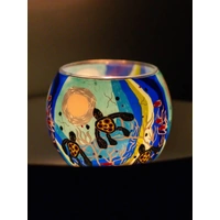 Koh Living Aboriginal Art Tealight Candle Holder (11cm) -Turtles