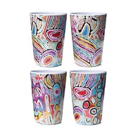 Warlukurlangu Aboriginal Art Melamine Tumblers (Set 4) - Mina Mina Dreaming
