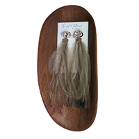First Nations Fashionista - Handmade Aboriginal Art Pendant Earrings - Emu Feathers with Diamante Stud