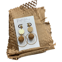 First Nations Fashionista - Handmade Aboriginal Art Pendant Earrings - Quandong and Gold Dangle Stud back