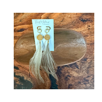 First Nations Fashionista - Handmade Aboriginal Art Emu Feather Earrings - Quandong Seed