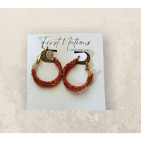 First Nations Fashionista - Handmade Small 2cm Woven Hoop Earrings (Orange)