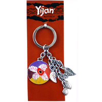 Yijan Aboriginal Art Boxed Keyring - Water Lillies & Charm [Design: Flower]