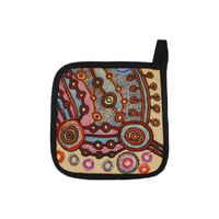 Patricia Fatt Aboriginal Art Pot Holder - Rocks and Waterholes