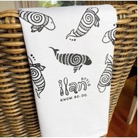 Ilan Style Dugong Dance  Cotton Teatowel (White)