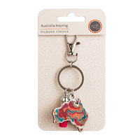 KOH Living Metal Australia Map Keyring /Pink Tassel - Pilbara Creeks