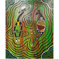 Original Aboriginal Art Painting Stretched Black Canvas (30cm x 25cm) - Kangaroo Totem
