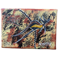 David Miller Stretched Canvas (18cm x 14cm) - Kangaroo (Black/Red/Ochre)