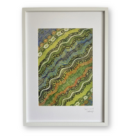 Sandra Angus Aboriginal Art Framed Canvas (62cm x 44.5cm) - After the Rain