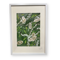 Sandra Angus Aboriginal Art Framed Canvas (62cm x 44.5cm) - Creation - Boab Tree