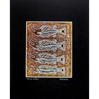 Murra Wolka Large Framed Aboriginal Art Print (25cm x 34cm) - Barramundi