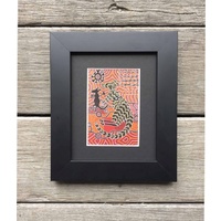 Murra Wolka Framed Aboriginal Art Print (23cm x 19cm) - Kangaroos