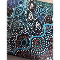 Maree Bradbury Aboriginal Art Stretched Canvas (20cm x 20cm) - Honey Bees