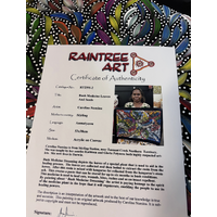 Raintree Aboriginal Art UNStretched Canvas (60cm x 45cm) - Bush Medicine Leaves and Seeds (Multi)