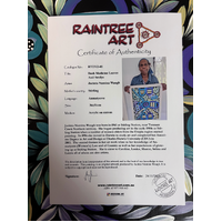 Raintree Aboriginal Art UNStretched Canvas [60cm x 45cm) - Bush Medicine Leaves and Awelye (Blue)