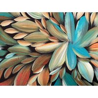 Raintree Aboriginal Art UNStretched Canvas [60cm x 45cm] - Bush Medicine Leaves (Blue/Browns)