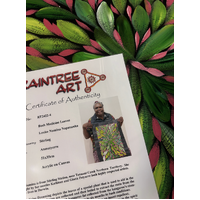 Raintree Aboriginal Art UNStretched Canvas (60cm x 45cm) - Bush Medicine Leaves (Green/Pink)