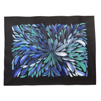 Raintree Aboriginal Art UNStretched Canvas [60cm x 45cm] - Bush Medicine Leaves (Blues)