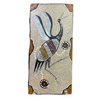 Handpainted Aboriginal Art Slate Tile (11cm x 23cm) - Brolga