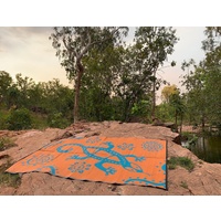 Aboriginal Recycled Mat - Medium - Sand Goanna [Colour: Teal/Orange]
